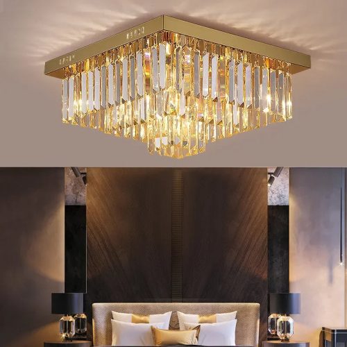 MIRODEMI Bagnolo in Piano Gold Square Luxury Crystal Chandelier For Living Room