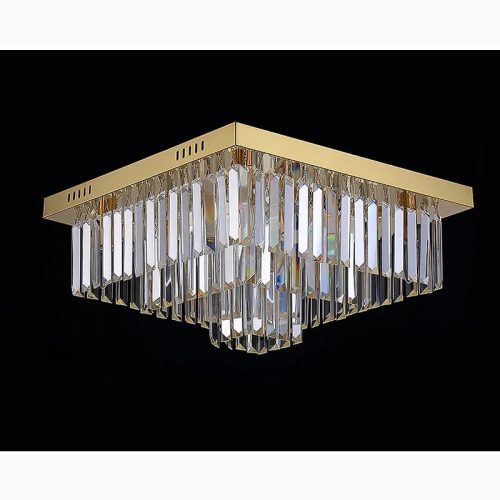 MIRODEMI Bagnolo in Piano Gold Square Luxury Crystal LED Chandelier For Living Room Light Off