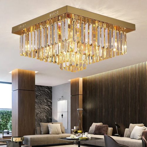 MIRODEMI Bagnolo in Piano Gold Square Luxury LED Chandelier For Living Room