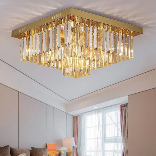 MIRODEMI Bagnolo in Piano Square Crystal LED Chandelier For Living Room