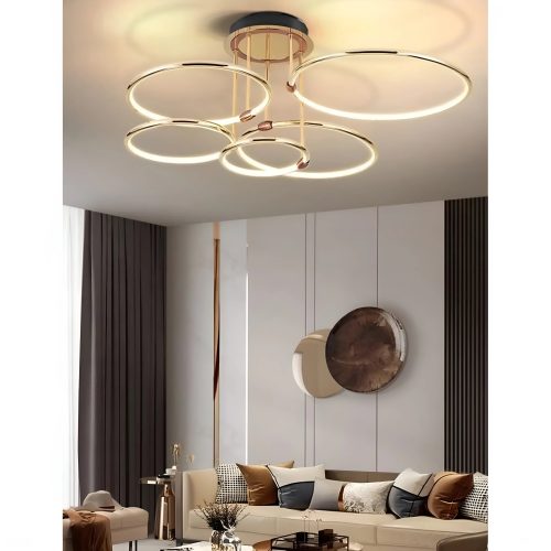 MIRODEMI Bagolino Luxury Ring LED Chandelier made of Electroplated Metal for Living Room