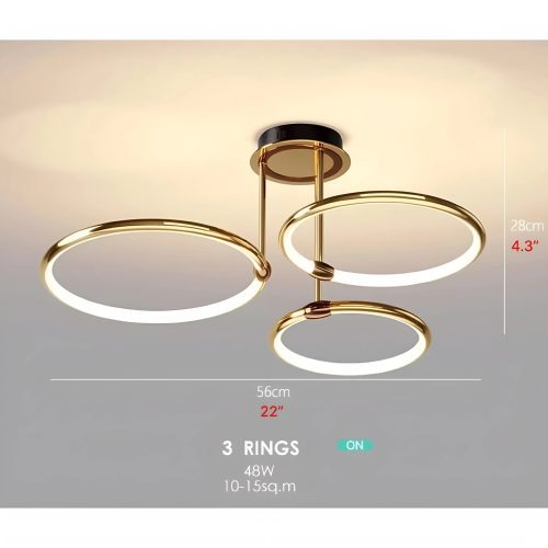 MIRODEMI Bagolino Luxury Ring LED Chandelier made of Electroplated Metal for Living Room Fabulous Scheme 56cm