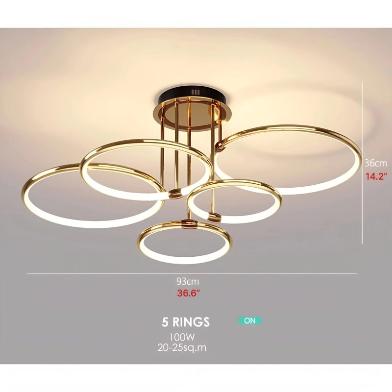 MIRODEMI Bagolino Luxury Ring LED Chandelier made of Electroplated Metal for Living Room Fabulous Scheme 93cm