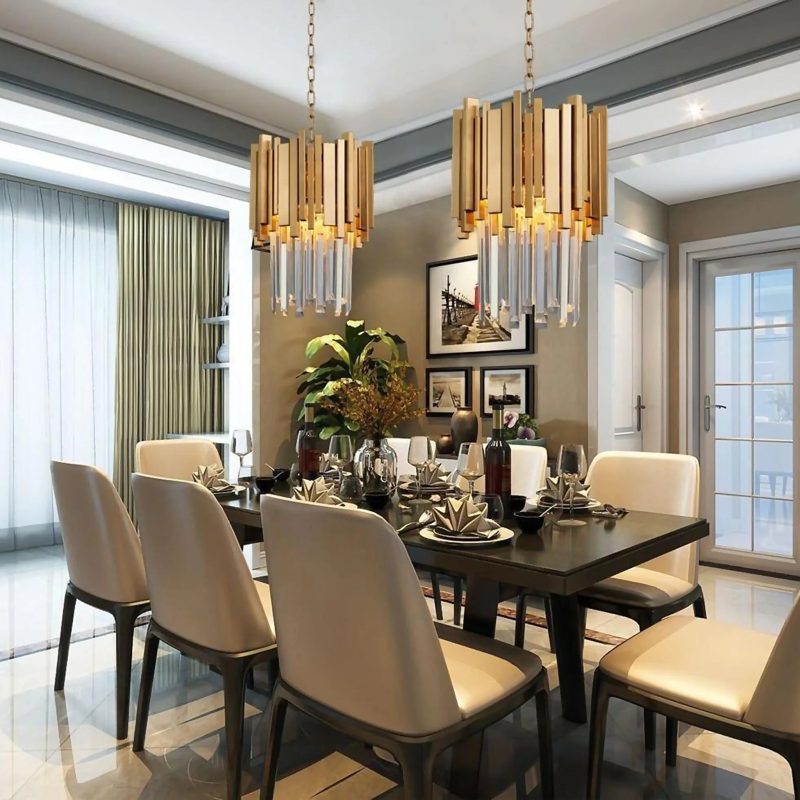 MIRODEMI Biot Gold Crystal Chandelier for Living Room