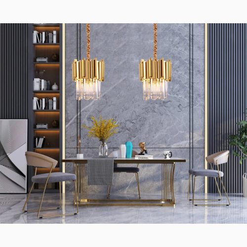 MIRODEMI Biot Gold Crystal Crown Pendant Chandelier