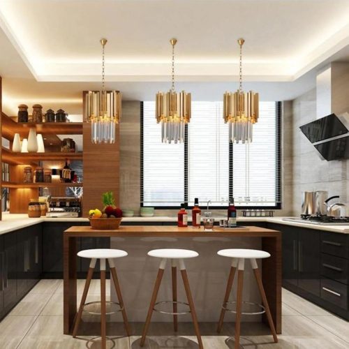 MIRODEMI Biot Gold Crystal Pendant Light