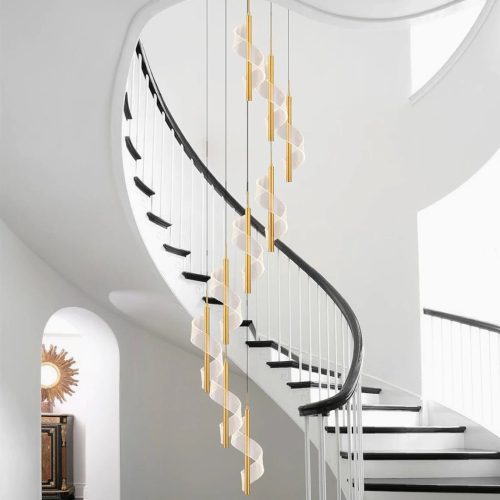 MIRODEMI® Bonassola | Exceptional Long Acrylic Spiral LED Pendant Chandelier