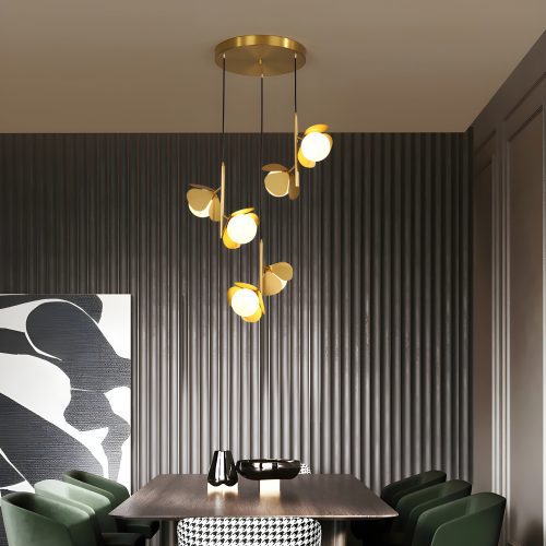 MIRODEMI Bordighera Nordic Gold Ceiling Copper Light With Flower Design For Dining Room