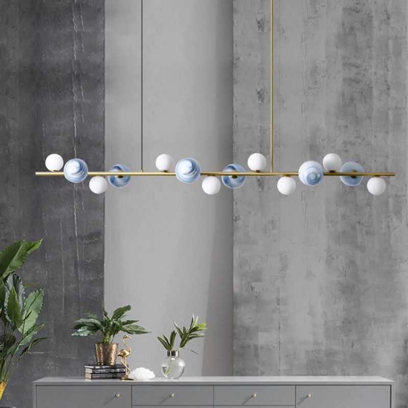 MIRODEMI® Cadegliano-Viconago | Horizontal Linear Chandelier for Kitchen Island