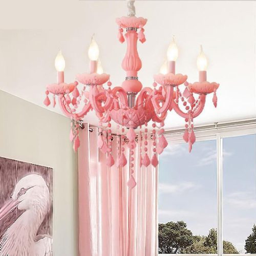 MIRODEMI Caderzone Nordic LED Pink Crystal Chandelier