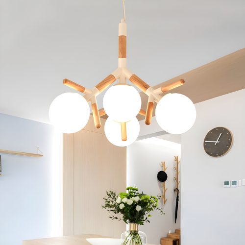 MIRODEMI Cadoneghe Nordic Styled Wood Chandelier with Glass