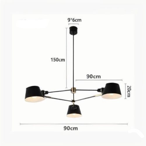 MIRODEMI Cadorago Black Ultramodern Design Pivot Pendant Chandelier Details Scheme