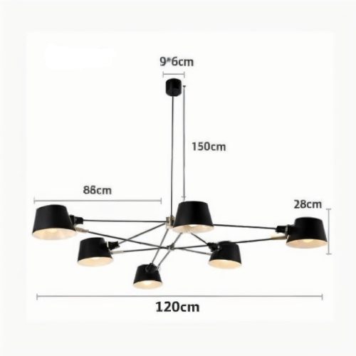 MIRODEMI Cadorago Black Ultramodern Design Pivot Pendant Chandelier Scheme