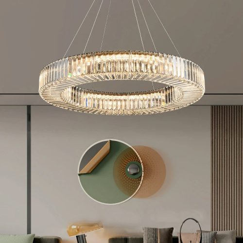 MIRODEMI Cadrezzate Crystal Hanging LED Chandelier For Dining Room