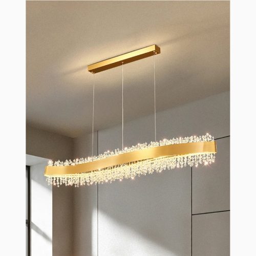 MIRODEMI Caglio Luxury Wave Shaped Rectangle Crystal Light Fixture