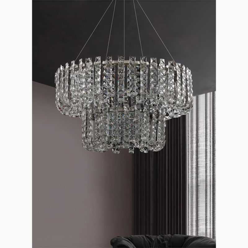 MIRODEMI Cagnano Amiterno Crystal Pendant Chandelier with 2 Layers Light Off