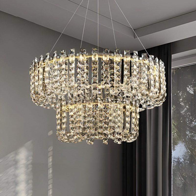 MIRODEMI Cagnano Amiterno Crystal Pendant Chandelier with 2 Layers Small