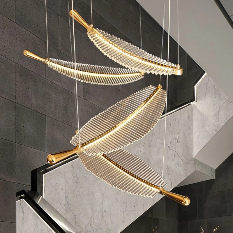 MIRODEMI Cagnes-sur-Mer | Crystal Gold Feathers Chandelier