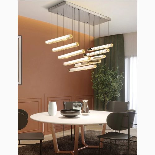 MIRODEMI Cagno Creative Stainless Steel Pendant Crystal Chandelier