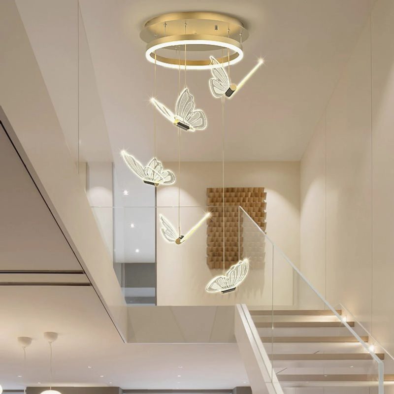 MIRODEMI Camogli | Beautiful Designer LED Chandelier with Hanging Butterflies