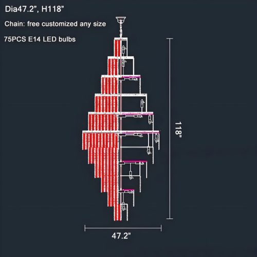 MIRODEMI Capri Big Crystal Chandelier Scheme Big