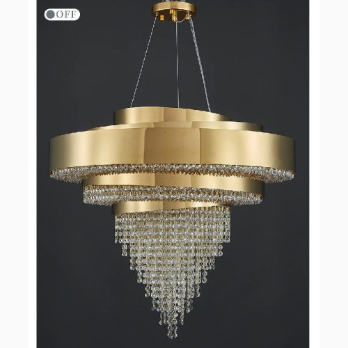 MIRODEMI Castelbianco Gold LED Chandelier With Crystals