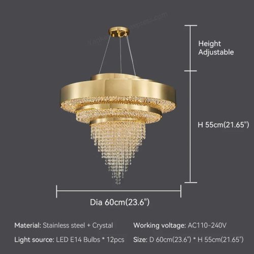 MIRODEMI® Castelbianco | Unique Gold LED Chandelier With Crystals