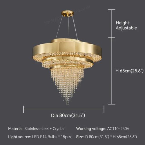 MIRODEMI® Castelbianco | Unique Gold LED Chandelier With Crystals