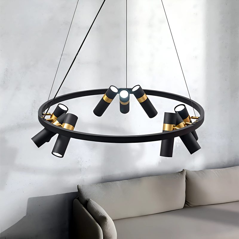 MIRODEMI Celerina Schlarigna Drum Black Metal LED Pendant Light