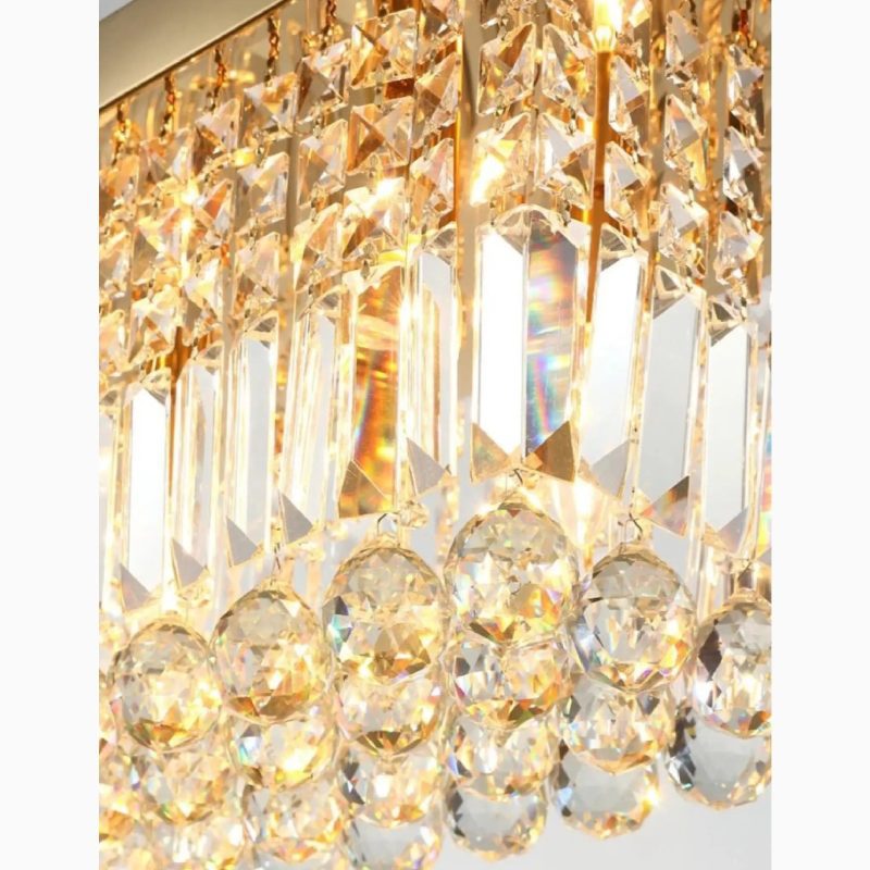 MIRODEMI Ceriale Gold Rectangle Crystal Chandelier for Bedroom