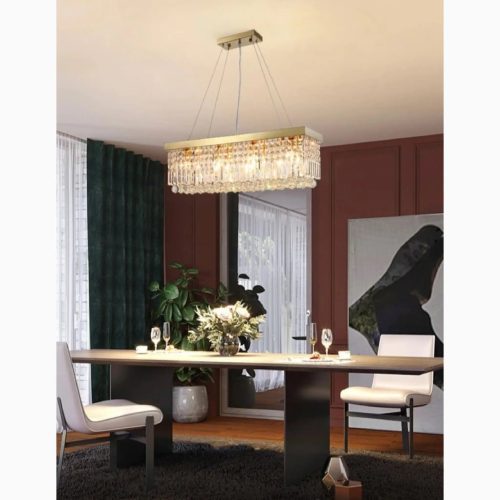 MIRODEMI Ceriale Gold Rectangle Crystal Chandelier for Home