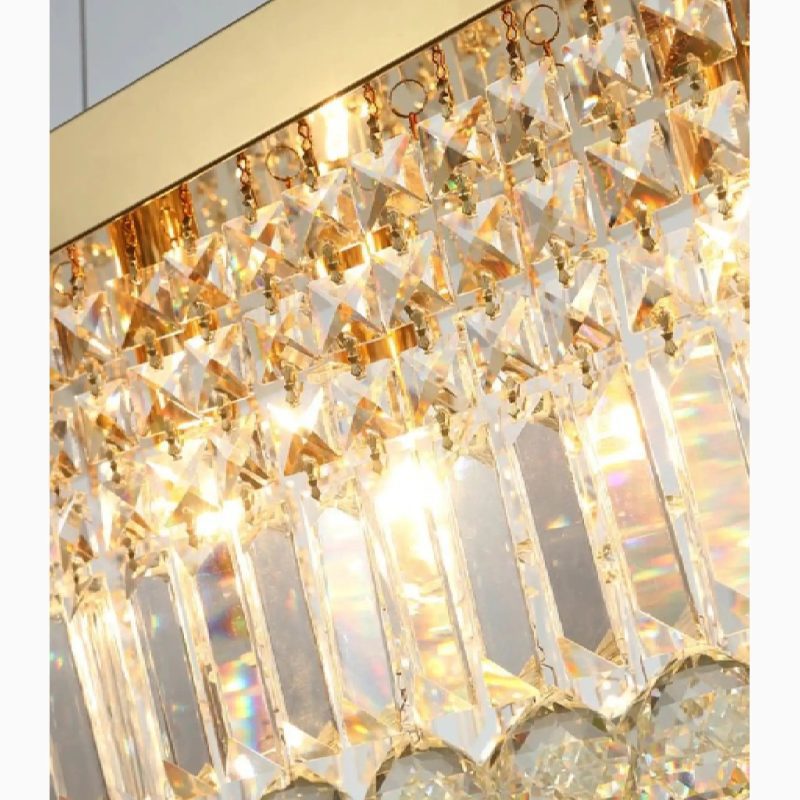 MIRODEMI Ceriale Gold Rectangle Crystal Chandelier for Home in details