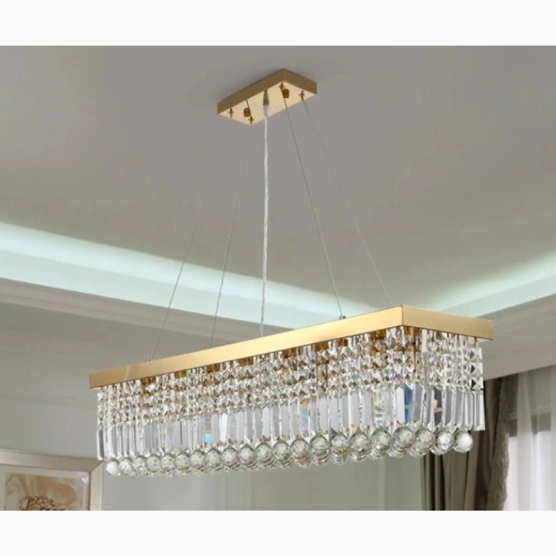 MIRODEMI Ceriale Gold Rectangle Crystal Chandelier for House