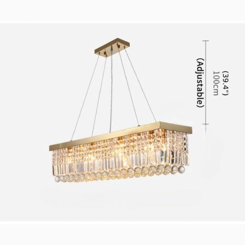 MIRODEMI Ceriale Gold Stylish Rectangle Crystal Chandelier for Home