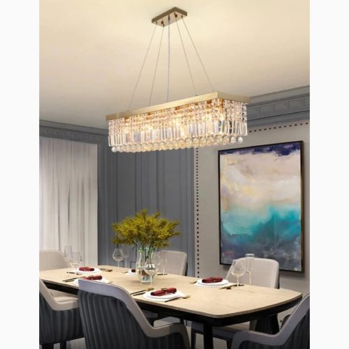 MIRODEMI Ceriale Gorgeous Gold Rectangle Crystal Chandelier for Home