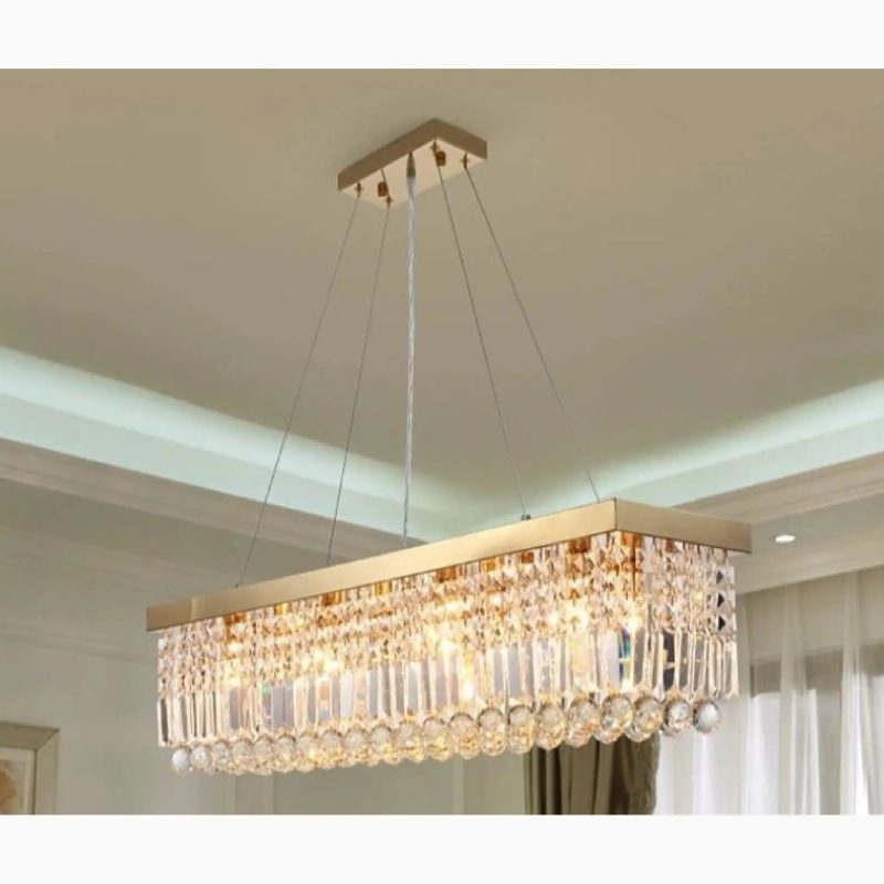 MIRODEMI Ceriale Wonderful Gold Rectangle Crystal Chandelier for Home