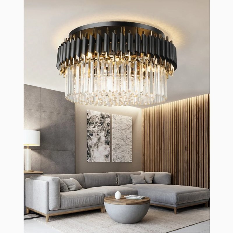 MIRODEMI® Ceriale | Grand Black Modern Crystal Ceiling Chandelier