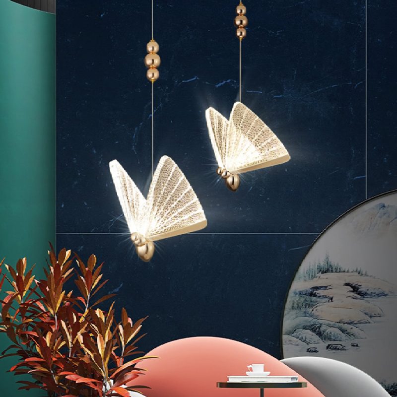 MIRODEMI Cervo Crystal Pendant Light With Hanging Butterflies Clear Color Decor