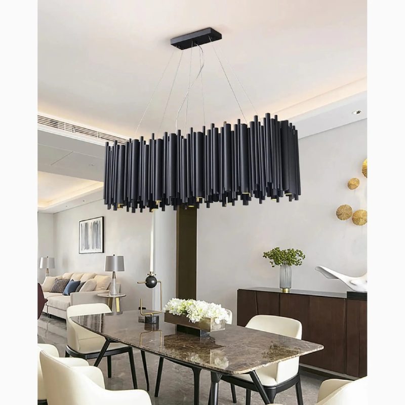 MIRODEMI Chateauneuf Villevieille Stylish Design Black LED Stainless Steel Chandelier