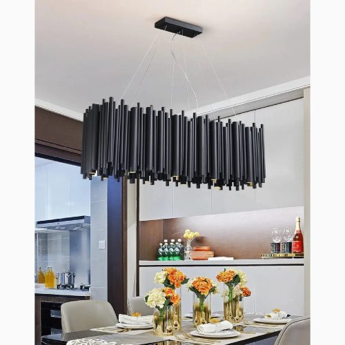 MIRODEMI Chateauneuf Villevieille Stylish Perfect Elegant Black LED Stainless Steel Chandelier