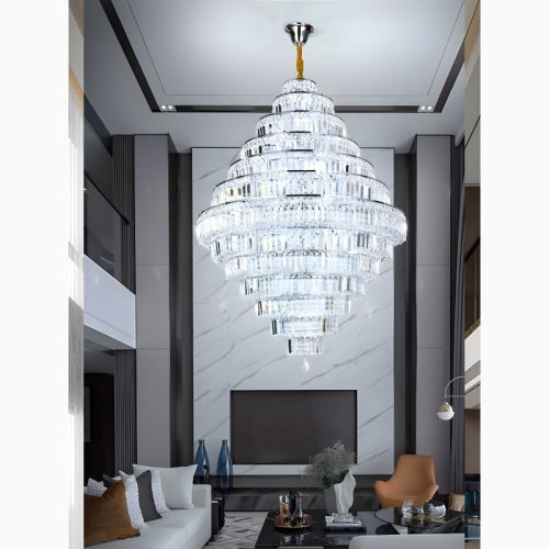 MIRODEMI Chiavari Lux Oval LED Crystal Waterfall Chandelier for Dining Room