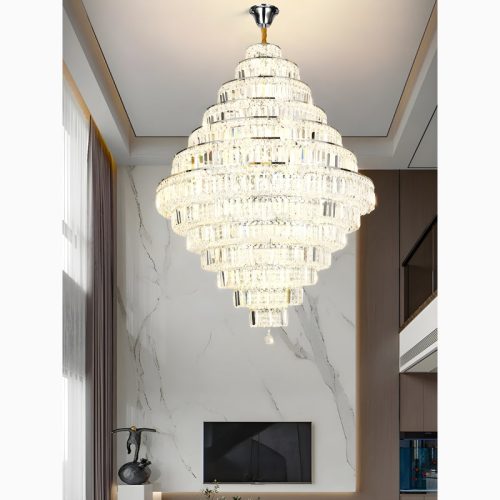 MIRODEMI Chiavari Lux Oval LED Crystal Waterfall Chandelier for Hall