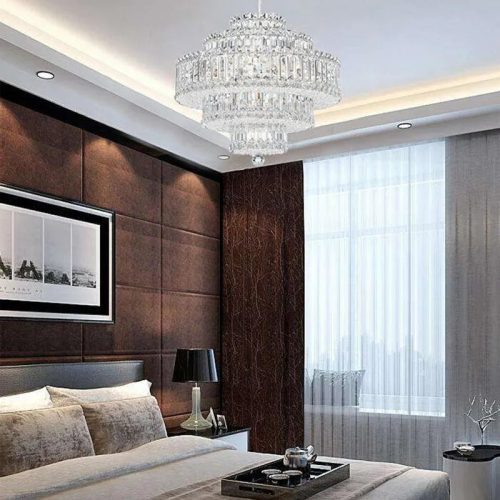 MIRODEMI Chiavari Lux Oval LED Crystal Waterfall Chandelier for Living Room