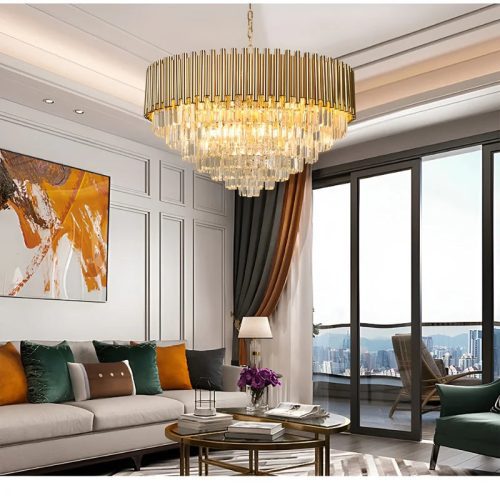 MIRODEMI Cisano sul Neva Majestic Gold Crystal Ceiling Chandelier for Room