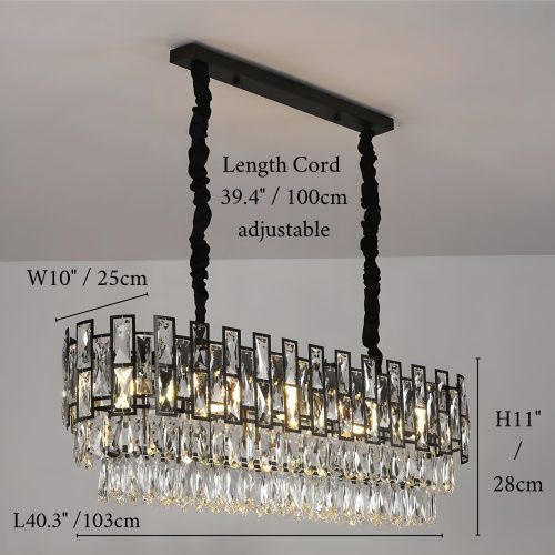 MIRODEMI Clans Modern Exclusive Rectangle Black Crystal Chandelier