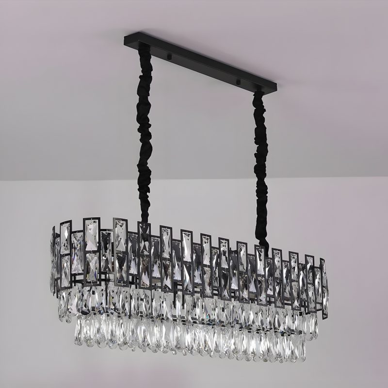 MIRODEMI Clans Modern Perfect Rectangle Black Crystal Chandelier