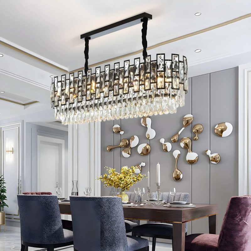 MIRODEMI Clans | Wonderful Modern Rectangle Black Crystal Chandelier