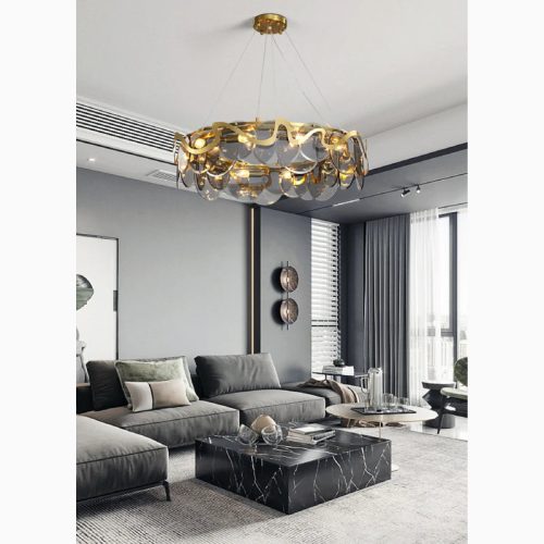 MIRODEMI® Colomars | Creative Drum Gold Glass Chandelier