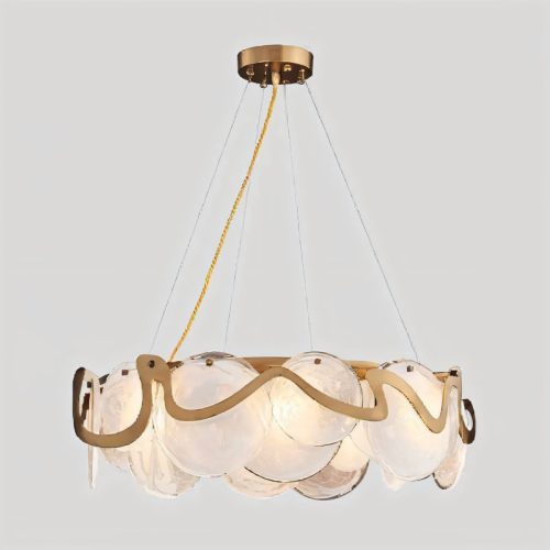 MIRODEMI Colomars Drum Gold Glass Chandelier