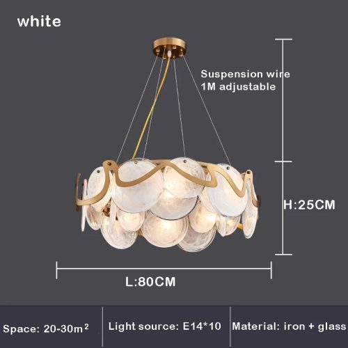 MIRODEMI Colomars Drum Gold Marble Gray Chandelier for Living Room Details